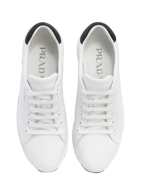 womens white prada trainers|prada leather low top sneakers.